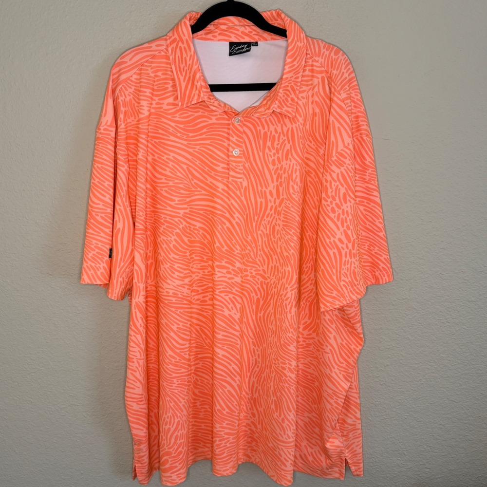 Sunday Swagger Mens 4XL‎ Golf Polo Orange Zebra Performance Stretch Loud Fun - Picture 2 of 7